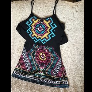 Black with Colorful Print Flowy Sundress
